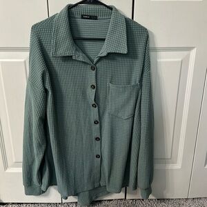Green checkered button up